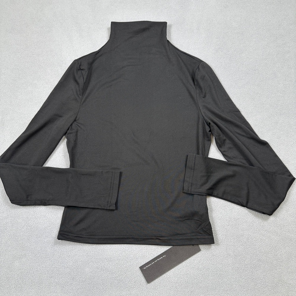 NWT S DEER Turtleneck Top M Womens Black Long Sleeve Fitted Pullover Blouse - Picture 2 of 5